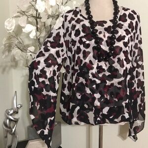 Alfani Black and Red Patterned Blouse